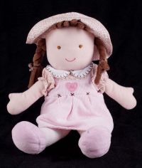 Carters Girl Doll Pink Corduroy Brown Hair Plush Lovey